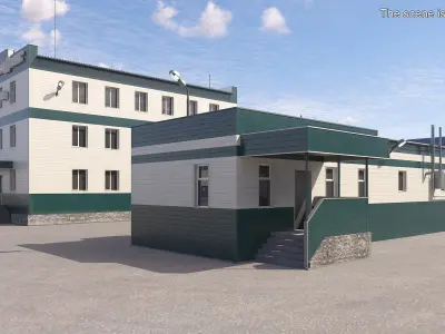 Small Commercial Facility with Garages 3D model