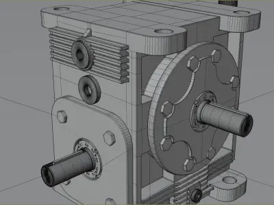 Gearbox gear motor Low-poly 3D model