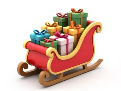 Stylized Santa Claus Sleigh 3D Model Low-poly 3D model purchase