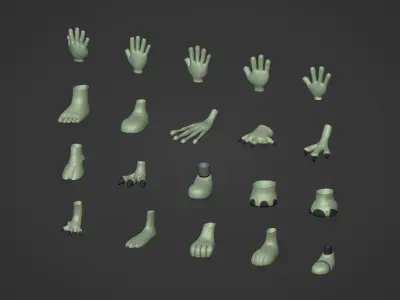 Cartoon Hands and Feet Pack Low-poly 3D model