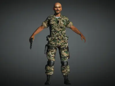 AAA Military Male Character 07 Low-poly 3D model