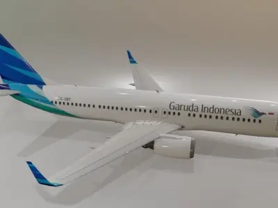 Garuda Indonesia Boeing 737-800 3D Model with cockpit Low-poly 3D model