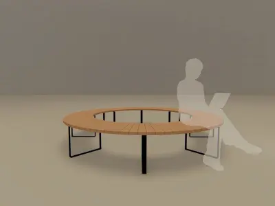 Circular Timber Bench Low-poly 3D model