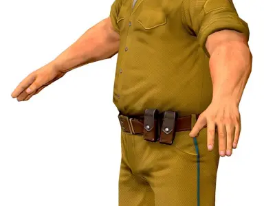 LowPoly Man Boss Slave Driver Chief Solder Low-poly 3D model