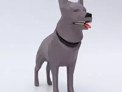 German shepherd low poly 3d model  Low-poly 3D model