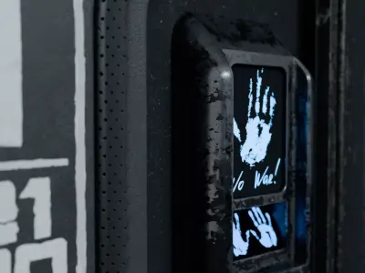 Sci-Fi Industrial Airlock Door Modular Wall Panel Hand Scanner Low-poly 3D model