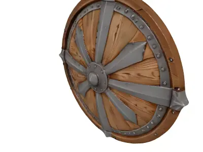Viking Round Wooden Shield 3D model purchase