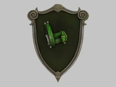 Medieval Shield with Serpent Emblem Low-poly 3D model