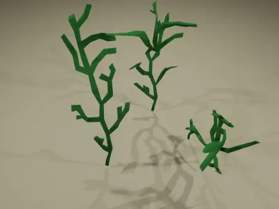 Cartoon-Style Low-Poly Ocean Algaes - Ready for Fun Projects Low-poly 3D model