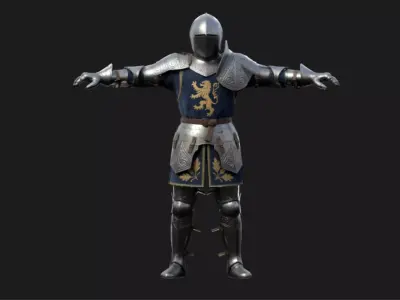 Blue Tunic Crusader Rigged Low-poly 3D model