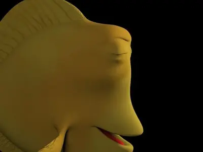 Cartoon yellow fish Low-poly 3D model