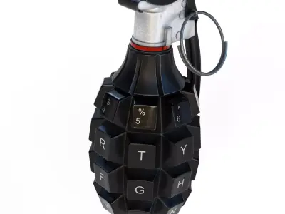 Grenade Mk 2 Fuse with Keyboard Buttons Low-poly 3D model