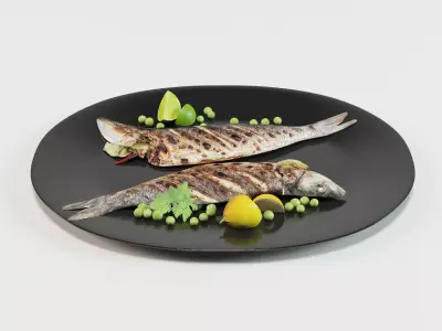 Grilled Whole Fish Low-poly 3D model