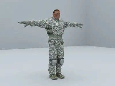 Nervous soldier Low-poly 3D model
