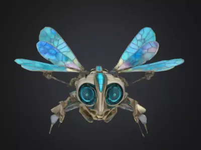 Cyber Fly Low poly game ready - not rigged Low-poly 3D model