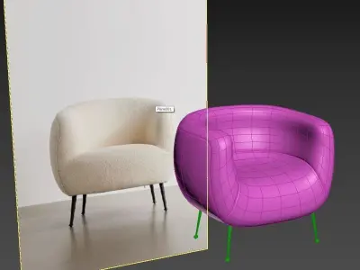 buckle-chair lounge chair with legs Free 3D model