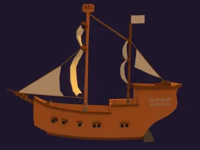 Lowpoly Pirate Ship Low-poly 3D model