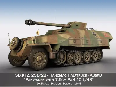 SDKFZ 251 22 - Ausf D - Pakwagen - 19 PzDiv 3D model