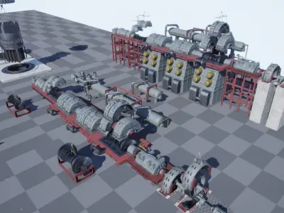 Nuclear power plant Low-poly 3D model