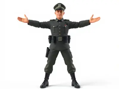 Military Officer Rigged and Animated Character Model D Low-poly 3D model