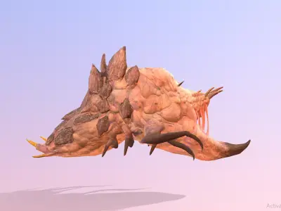 REd VElvet Sandworm Monster Run 3D model