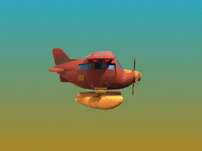 Cartoon Style Plane Game 3D asset Low-poly 3D model
