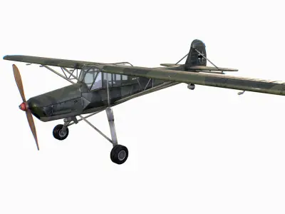 German liaison aircraft Fieseler Fi 156 Storch Low-poly 3D model