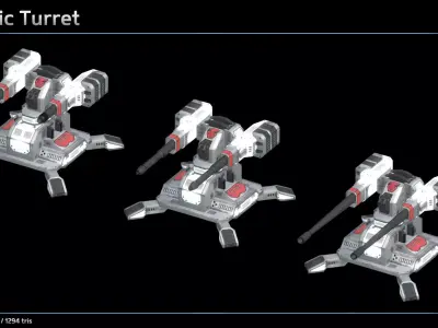 Ballistic Turret Low-poly 3D model