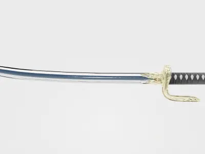 Gold Saber - Katana Free low-poly 3D model