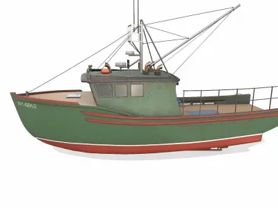 Fishing Boat Low-poly PBR Low-poly 3D model