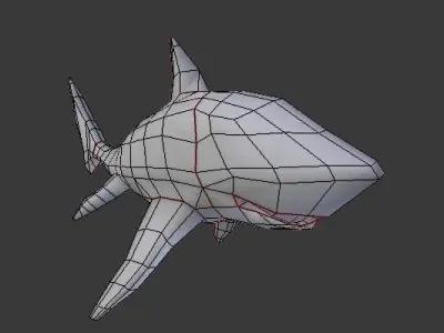 Hand Painted Low poly Cartoon Shark 3D model