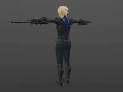 scifi female character Low-poly 3D model
