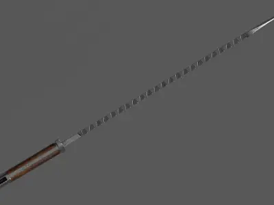 German WWI M1898-05 Butcher Sawback Bayonet Low-poly 3D model