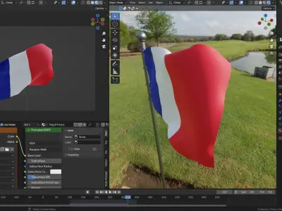 Animated France Flags 3D model
