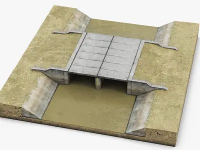 River Channel Spillway Crossing Structure 3D model