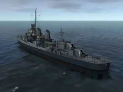 USS KIDD DESTROYER WARSHIP 3D MODEL 3D model
