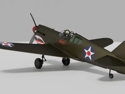 P-40 Warhawk Low-poly 3D model