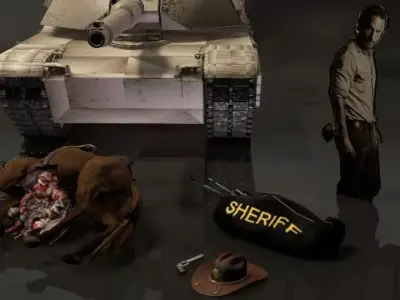 Walking Dead Rick Grimes Set 3D model