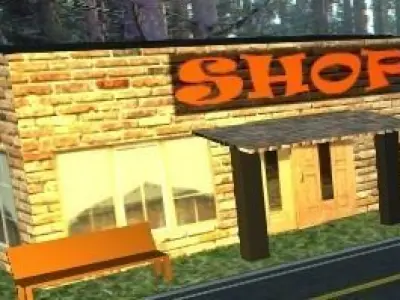 Shop lowpoly building Free low-poly 3D model