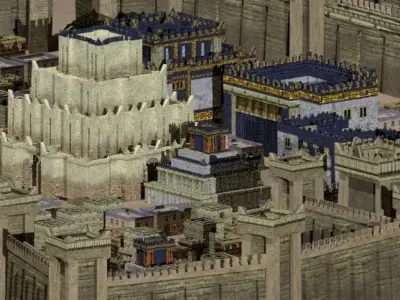 Babylonian buildings and monuments Low-poly 3D model