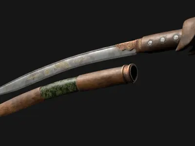 Yatagan Sword 17th Century Turkish Ottoman Scimitar Low-poly 3D model