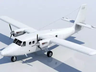 De Havilland Canada DHC-6 Twin Otter Static Low Poly Low-poly 3D model