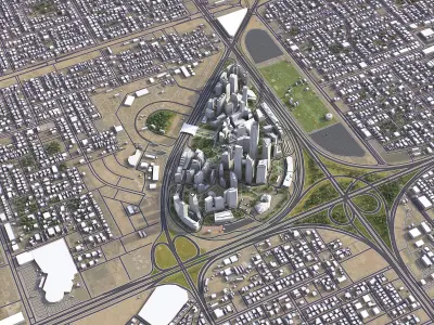 Riyadh - King Abdullah Financial District Low-poly 3D model