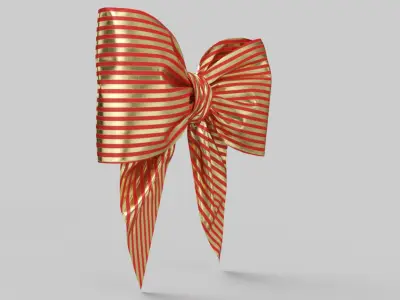 Low Poly Red Gold Bow 06 3D model