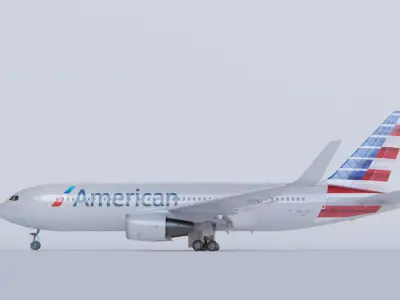  Boeing 767-200ER American Airlines Rigged 3D model