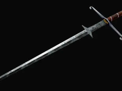 Montante two handed sword Low-poly 3D model