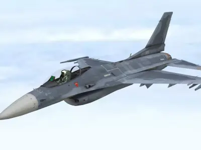 Fighter Jet Flying In Sky Plane V09 Low Poly 3D Model Low-poly 3D model