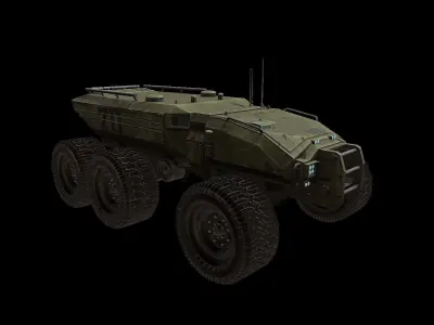 Technical Vehicle Green Source Files Attached 8K Textures Low-poly 3D model