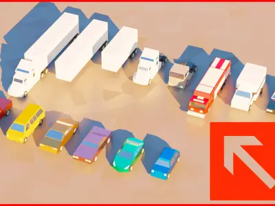 low poly toon cars pack vehicles 3d model Free low-poly 3D model