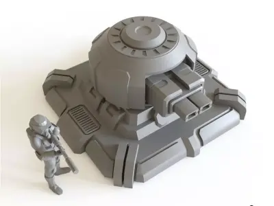 Sci fi turret emplacement for tabletop scenery 3D print model